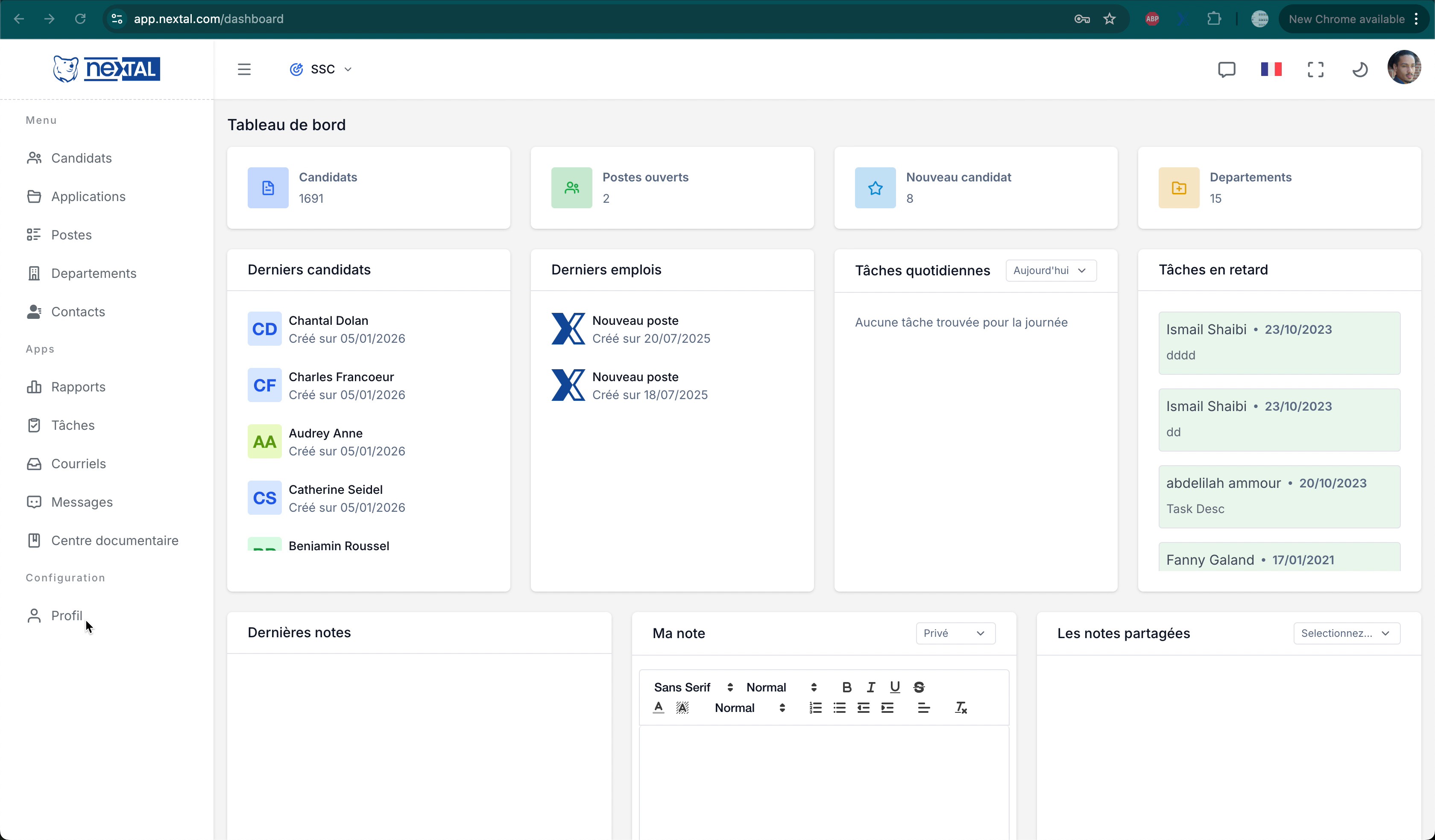 Menu Configuration - Profil