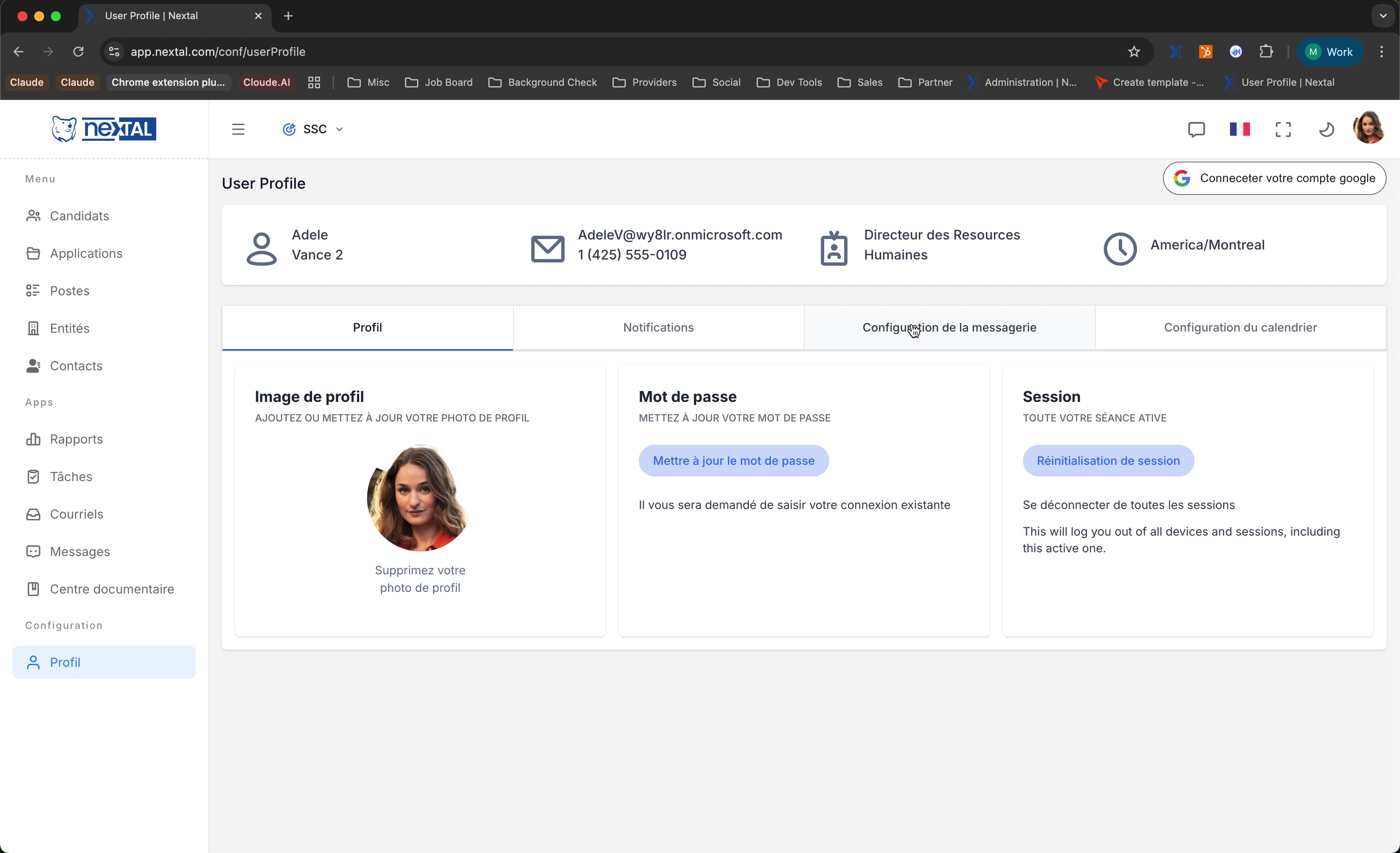 Configuration de la synchronisation des e-mails