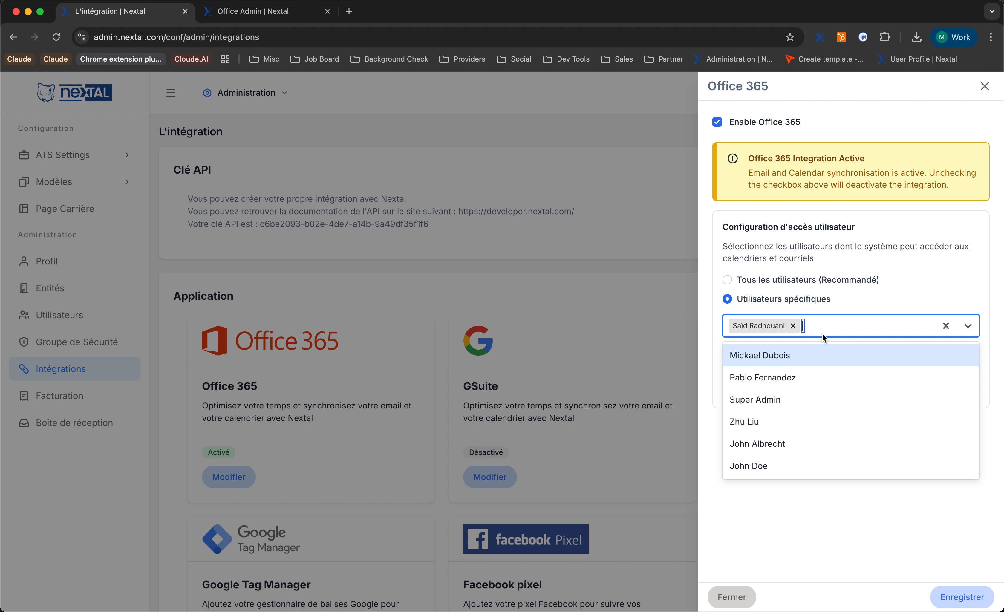 Sélection des utilisateurs spécifiques