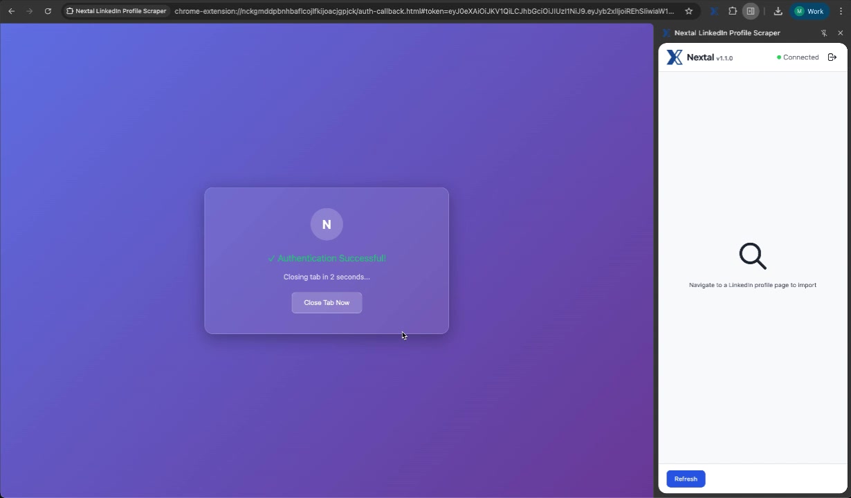 Authentification réussie
